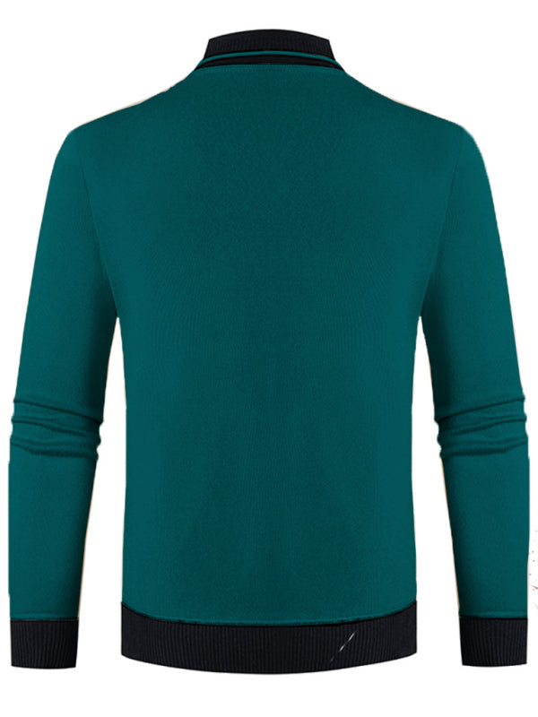 Men's new half turtleneck plus velvet slim long-sleeved sweater 