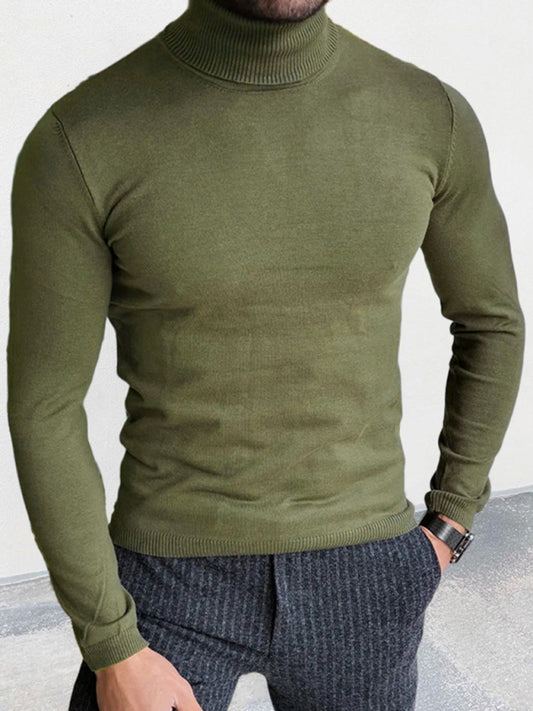 Men's new turtleneck sweater slim fit pullover bottoming sweater 