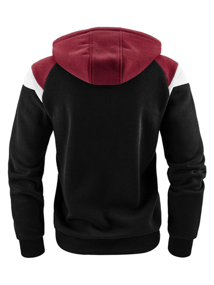 Men's Color Block Contrast Fashion Sweatshirt Casual Sports Top