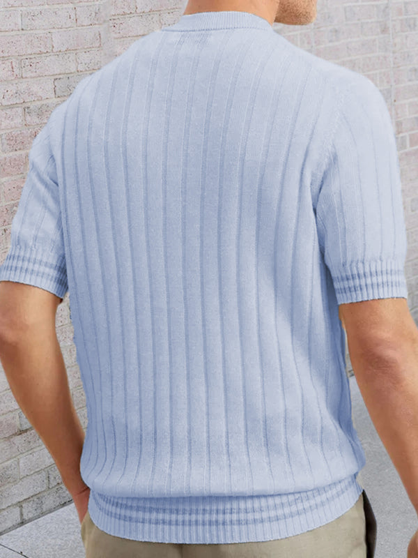 Men's POLO shirt turned short -sleeved slim sweater 