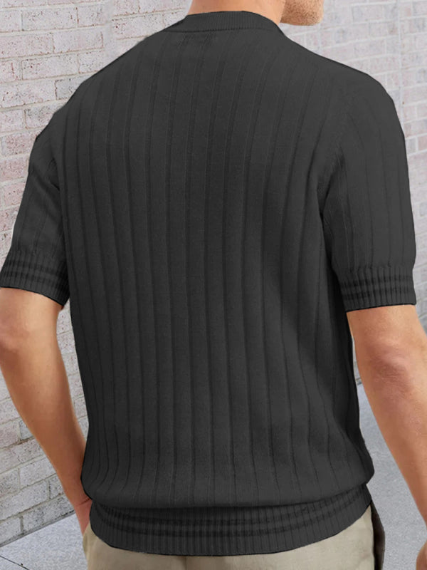 Men's POLO shirt turned short -sleeved slim sweater 