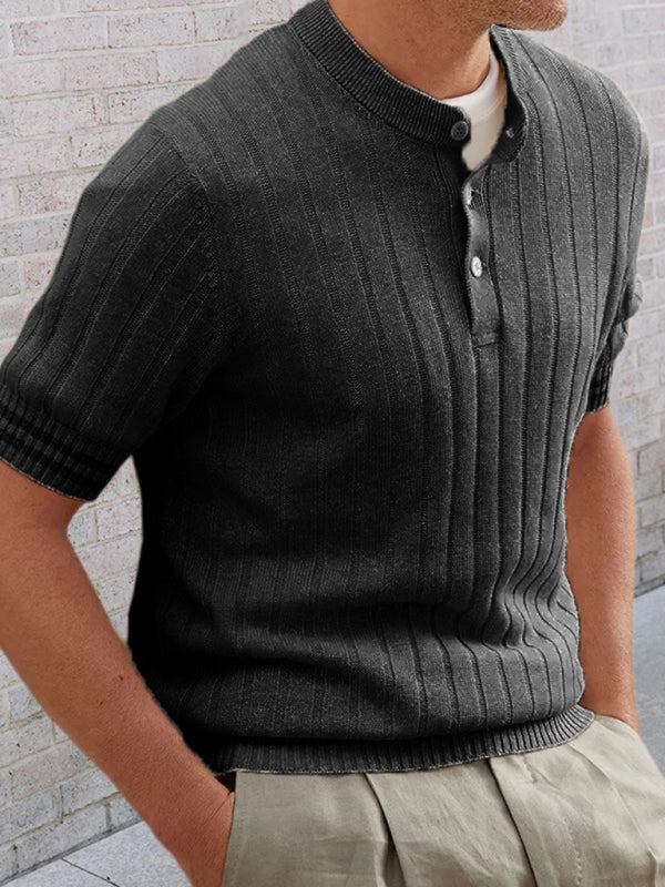 Men's POLO shirt turned short -sleeved slim sweater 