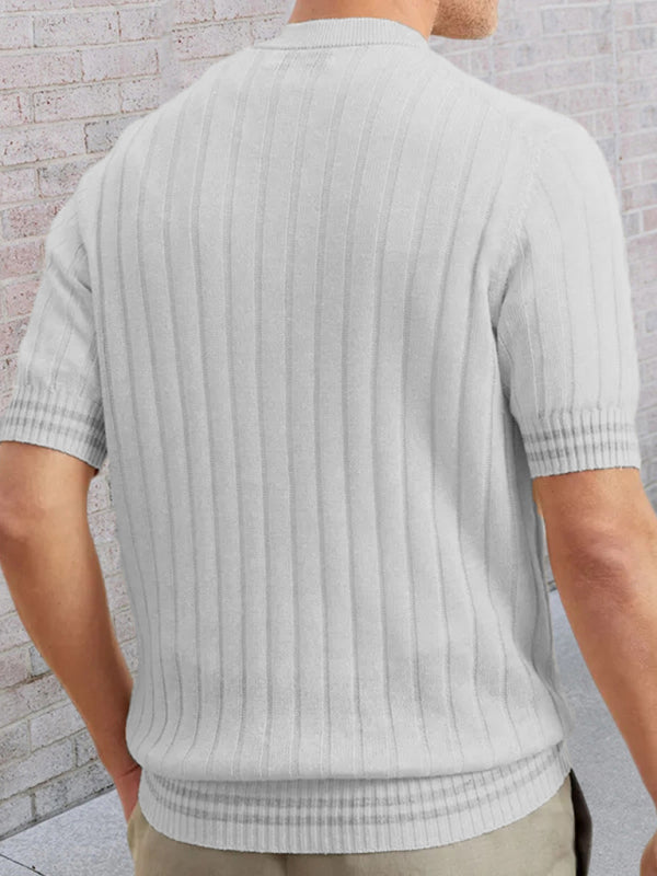 Men's POLO shirt turned short -sleeved slim sweater 