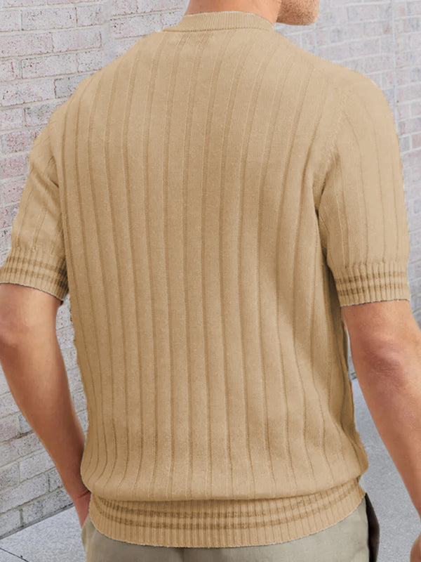 Men's POLO shirt turned short -sleeved slim sweater 