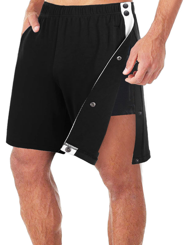 Men's classic trendy loose-fitting casual sports shorts with full side buttons 