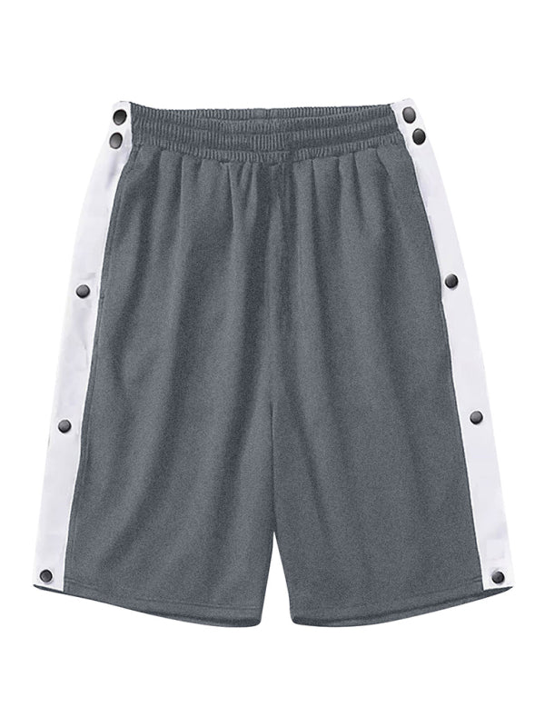 Men's classic trendy loose-fitting casual sports shorts with full side buttons 