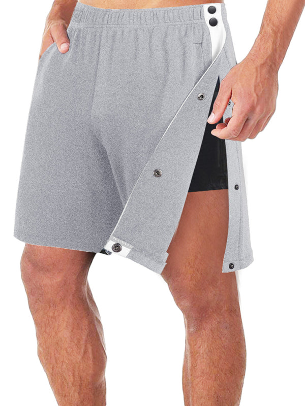 Men's classic trendy loose-fitting casual sports shorts with full side buttons 