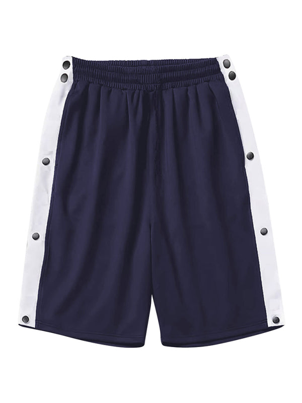 Men's classic trendy loose-fitting casual sports shorts with full side buttons 