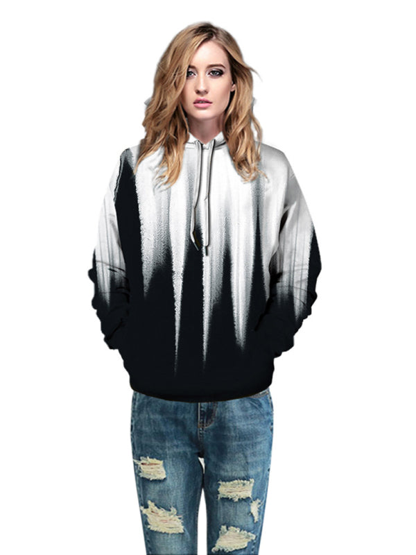 Halloween Digital Print Hooded Long Sleeve Loose Pullover Sweatshirt 