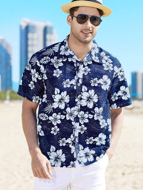 Summer new seaside casual Hawaiian short-sleeved shirt 