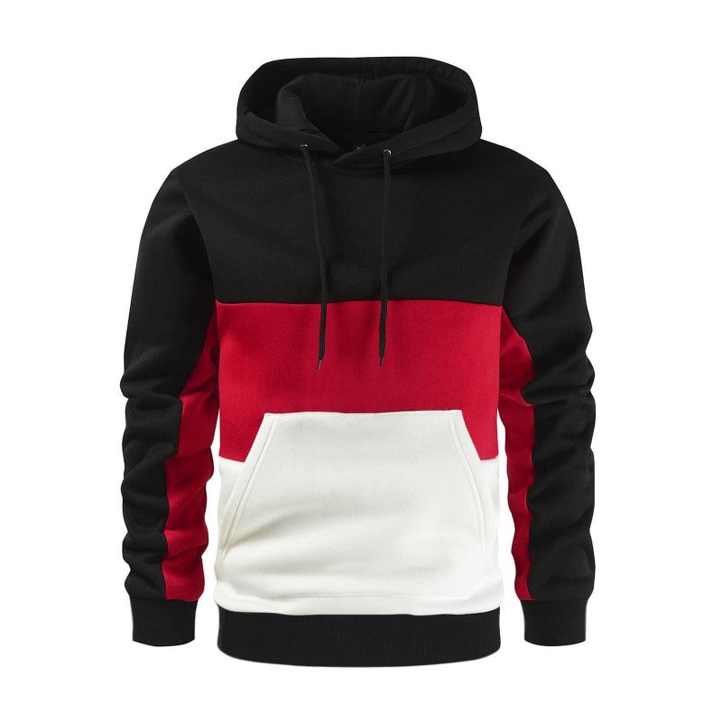 Men's Color Block Color Contrast Long Sleeve Hooded Sweatshirt 