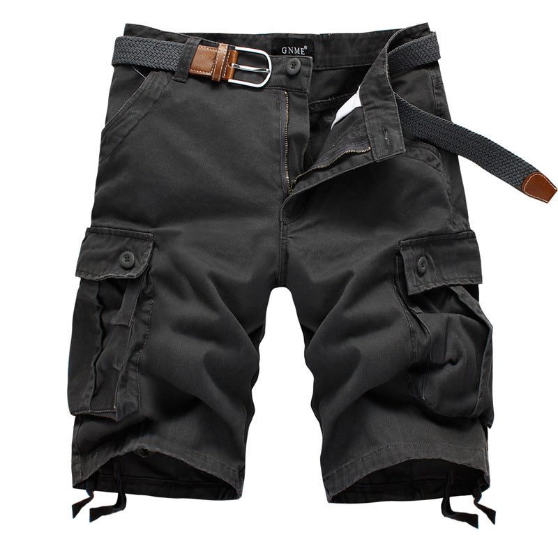 Straight Leg Cropped Pants Men's Loose Casual Pants Outdoor Sports Cargo Shorts (Without Belt) 