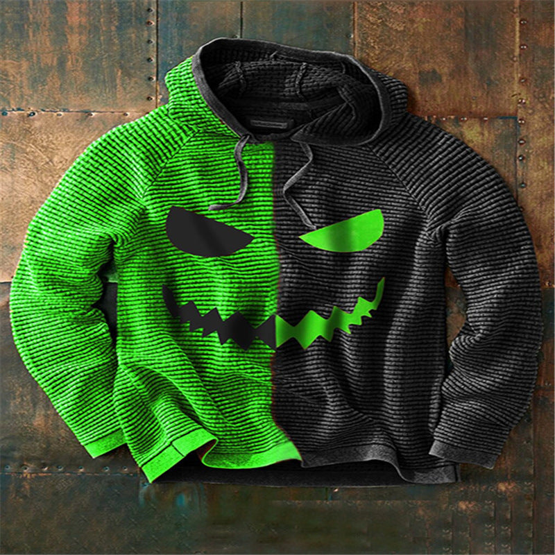 Halloween men's new pumpkin digital print hooded sweatshirt 