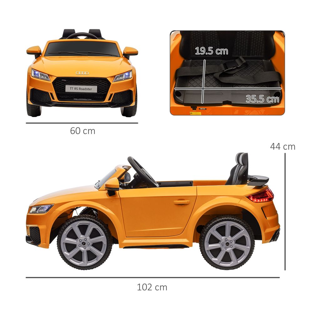 12V Battery Licensed Audi TT RS Ride-On Car w/ Removable Highlights, MP3 Player