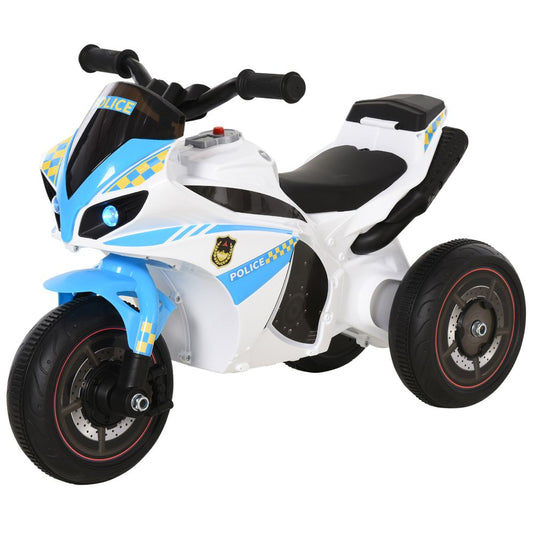 HOMCOM Kids Ride-On Police Bike 3-Wheel Vehicle w/ Music Lights 18-36 Mths