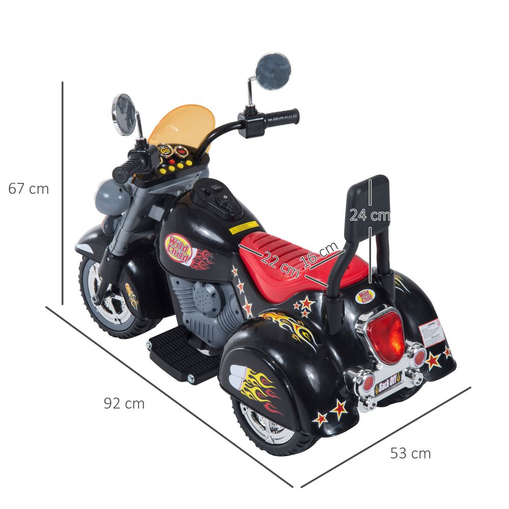 6V Kids Electric Motorbike Child Ride On Toy w/ Lights Sound Black HOMCOM