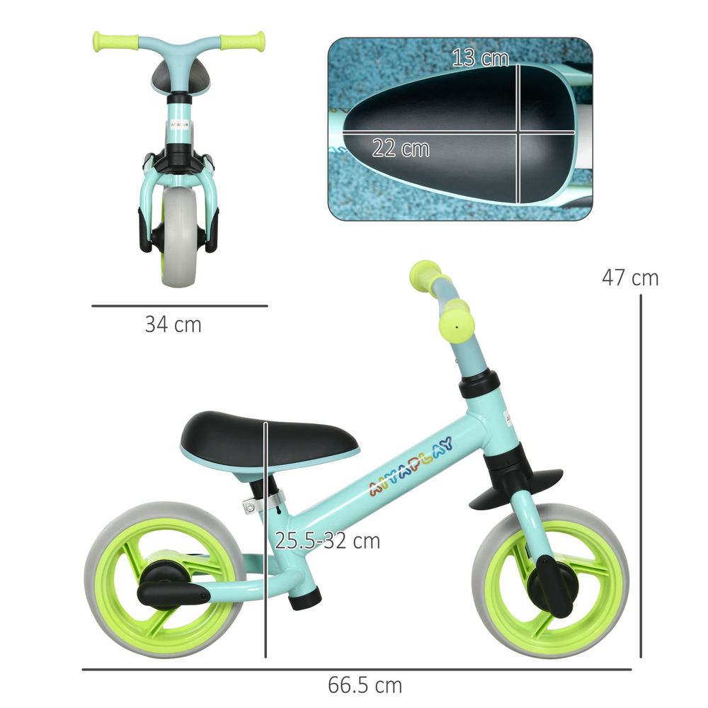 8" Baby Balance Bike w/ Adjustable Seat, Puncture-Free EVA Wheels - Green