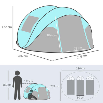 4 Person Camping Tent Pop-up Design Mesh Vents for Hiking Dark Blue Outsunny