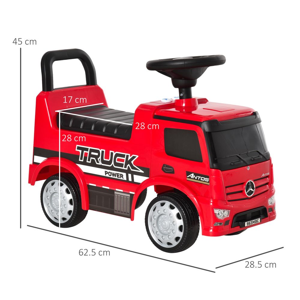 3-in-1 Ride On Car Kids Mercedes Truck Storage for 12 - 36 Months Red