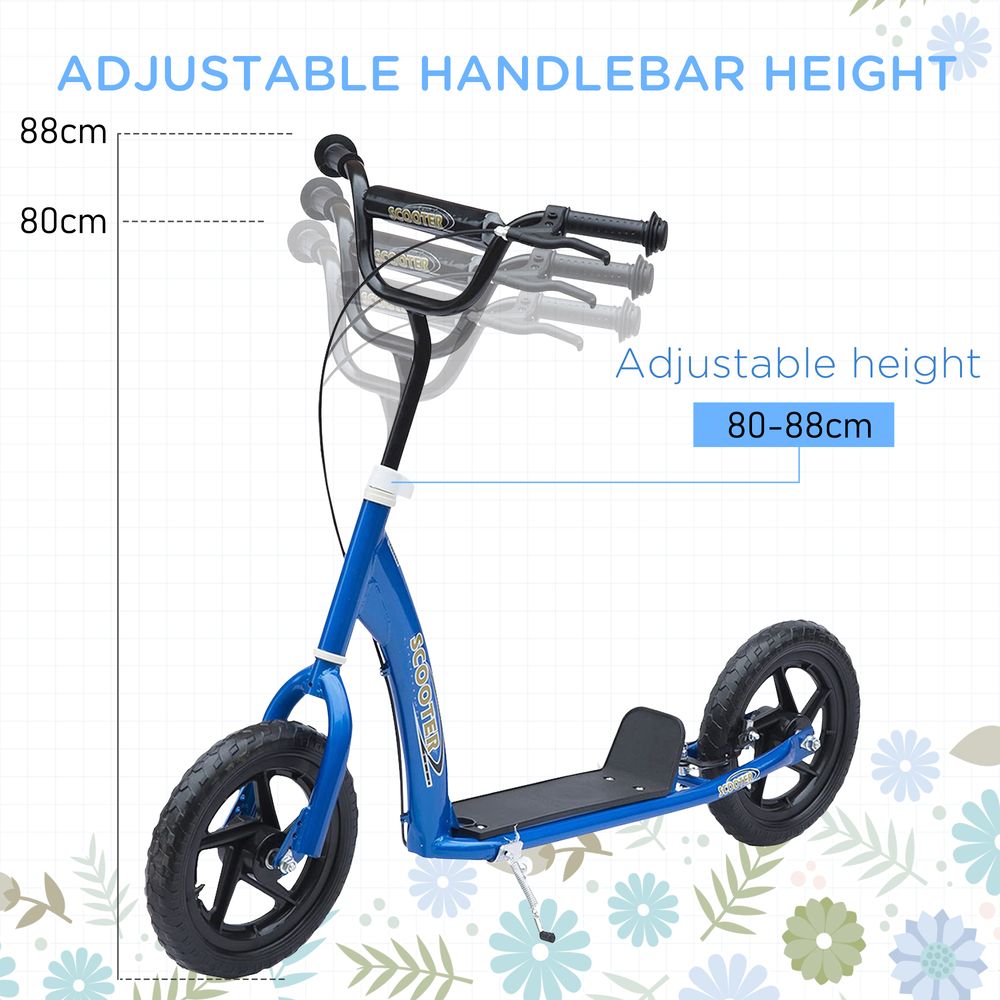 Push Scooter Teen Kids Stunt Bike Ride On with 12" EVA Tyres, Blue HOMCOM