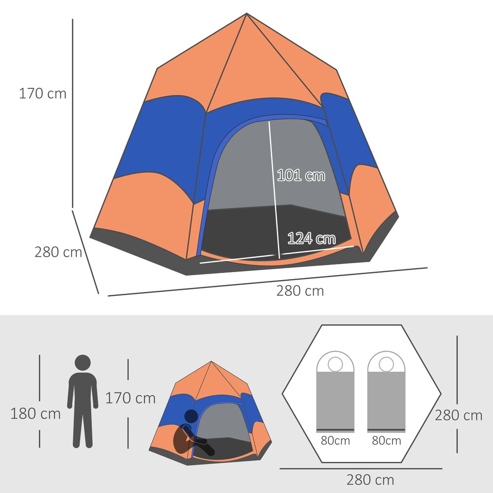 4 Person Pop Up Tent Camping Festival Hiking Shelter Family Portable Outsunny