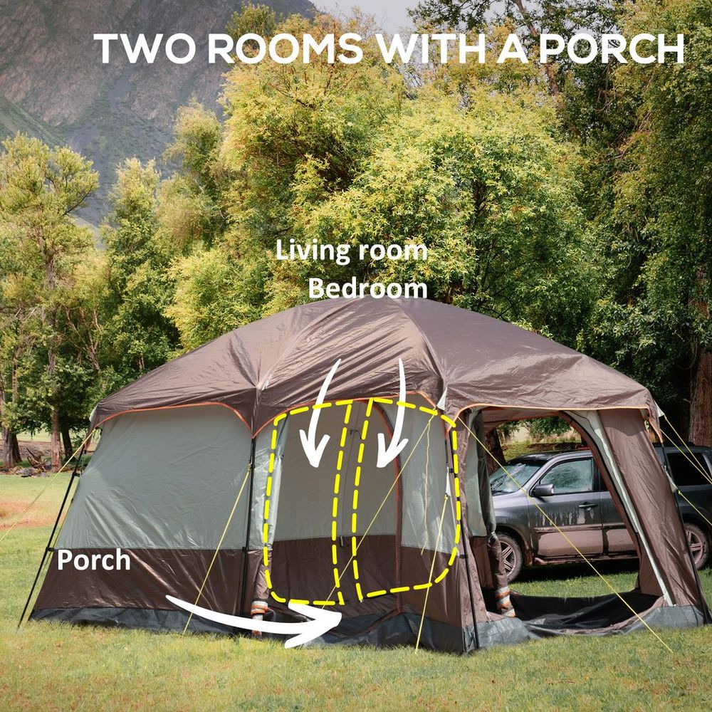 3-4 Man Two Room Camping Tent with Vestibule and Portable Carry Bag