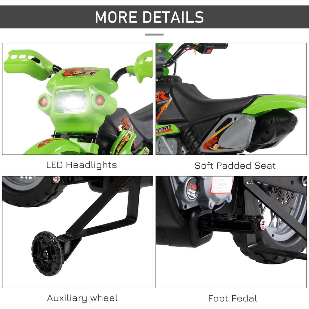 6V Kids Electric Motorbike Motorcycle Ride On for 3-6 Years Green