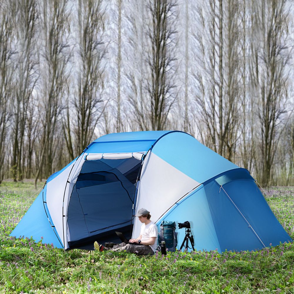 4-6 Persons Camping Tent Dome Family Travel Group Hiking Room Fishing Outsunny