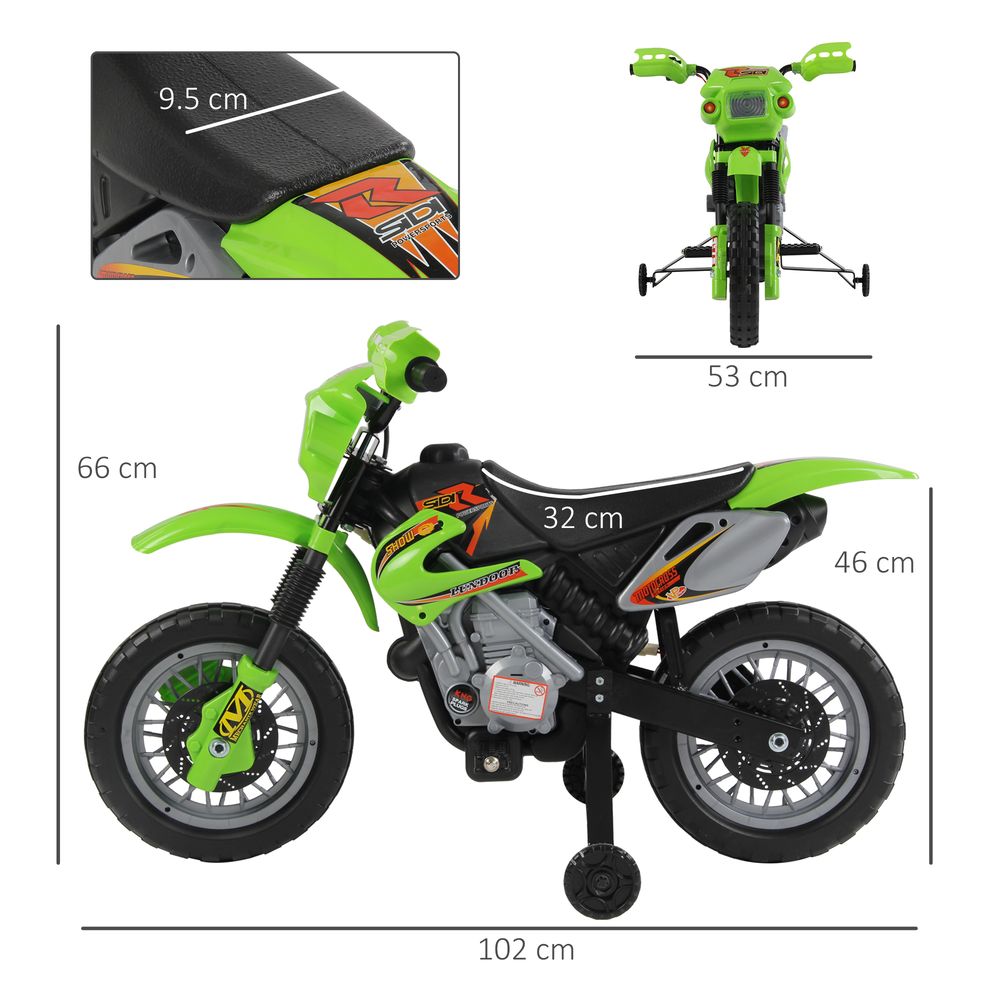 6V Kids Electric Motorbike Motorcycle Ride On for 3-6 Years Green