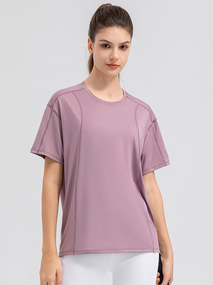 Round Neck Short Sleeve Active Top 