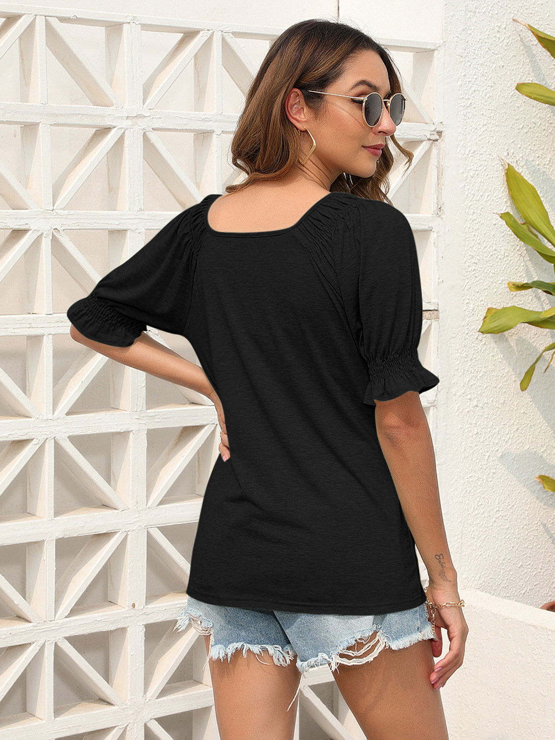 Ruched Short Sleeve Blouse 