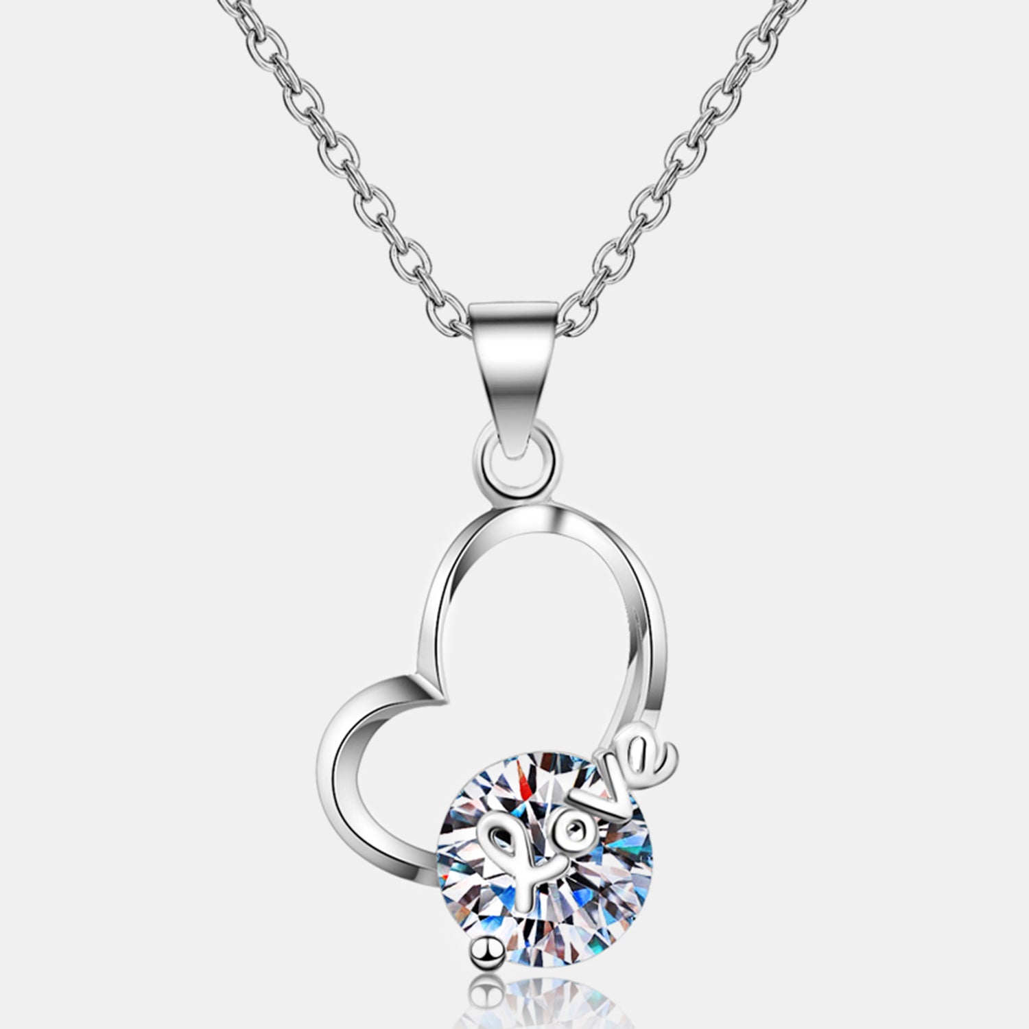 2 Carat Moissanite Heart 925 Sterling Silver Necklace 