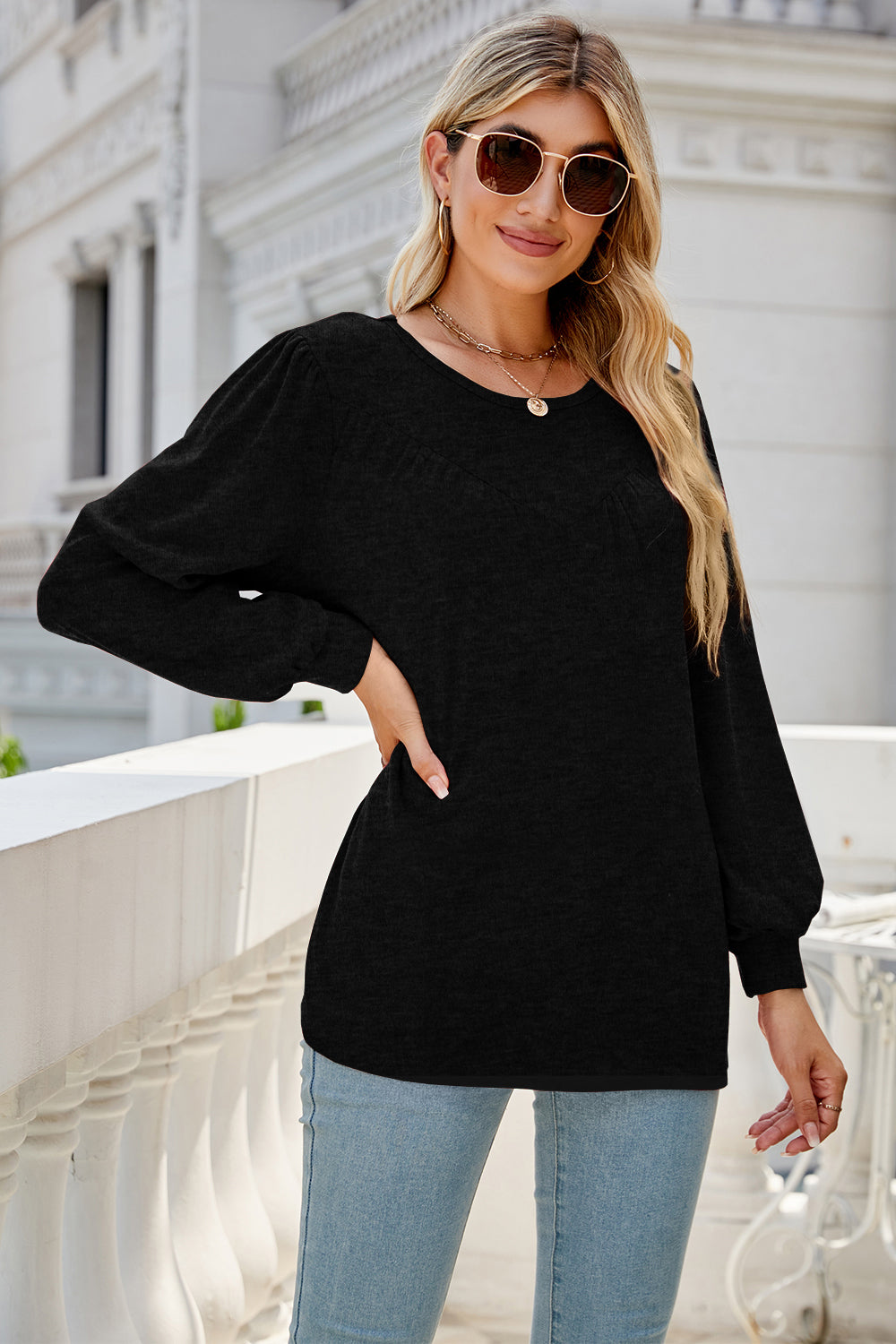 Round Neck Long Sleeve Top 