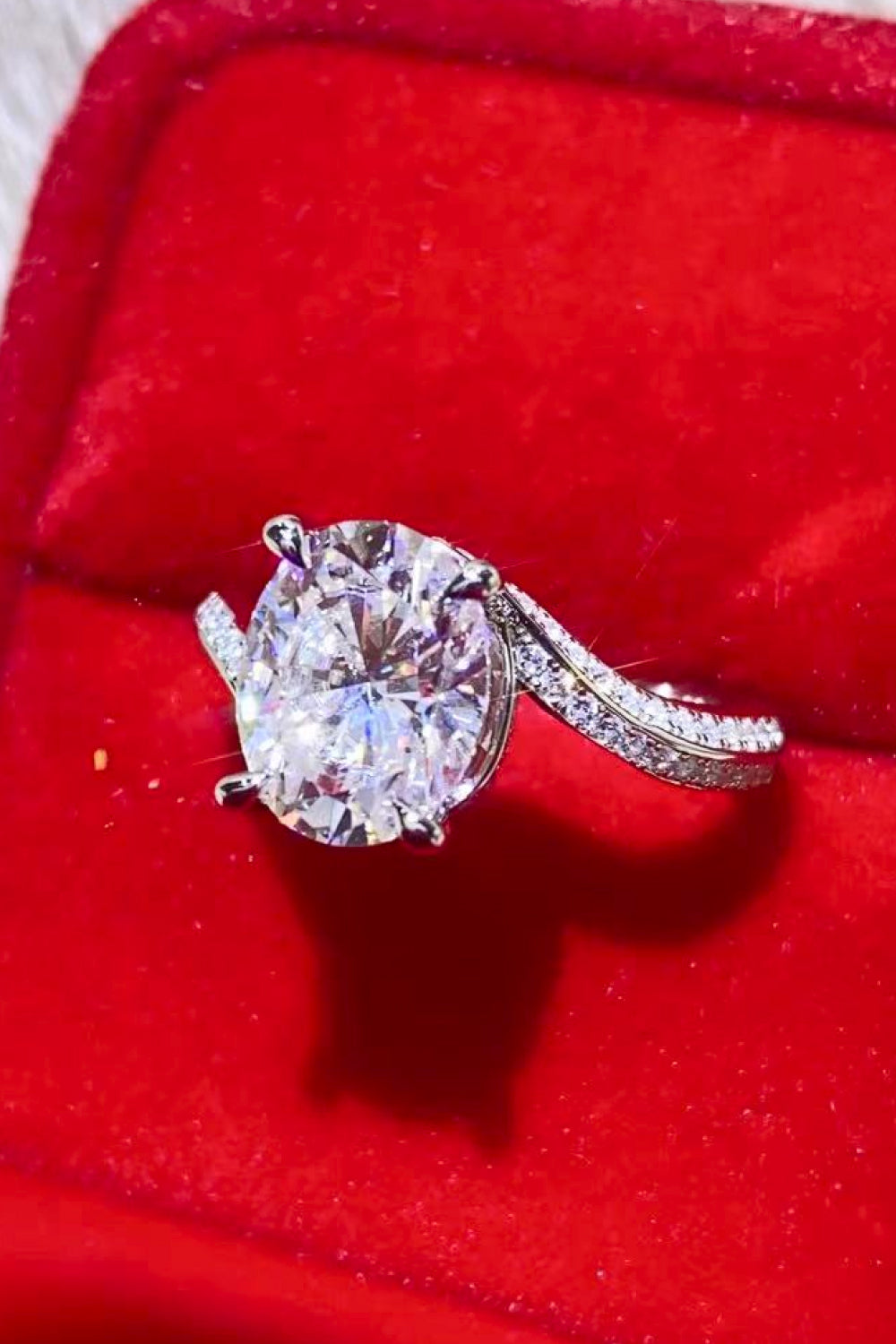 3 Carat Moissanite Side Stone Ring 