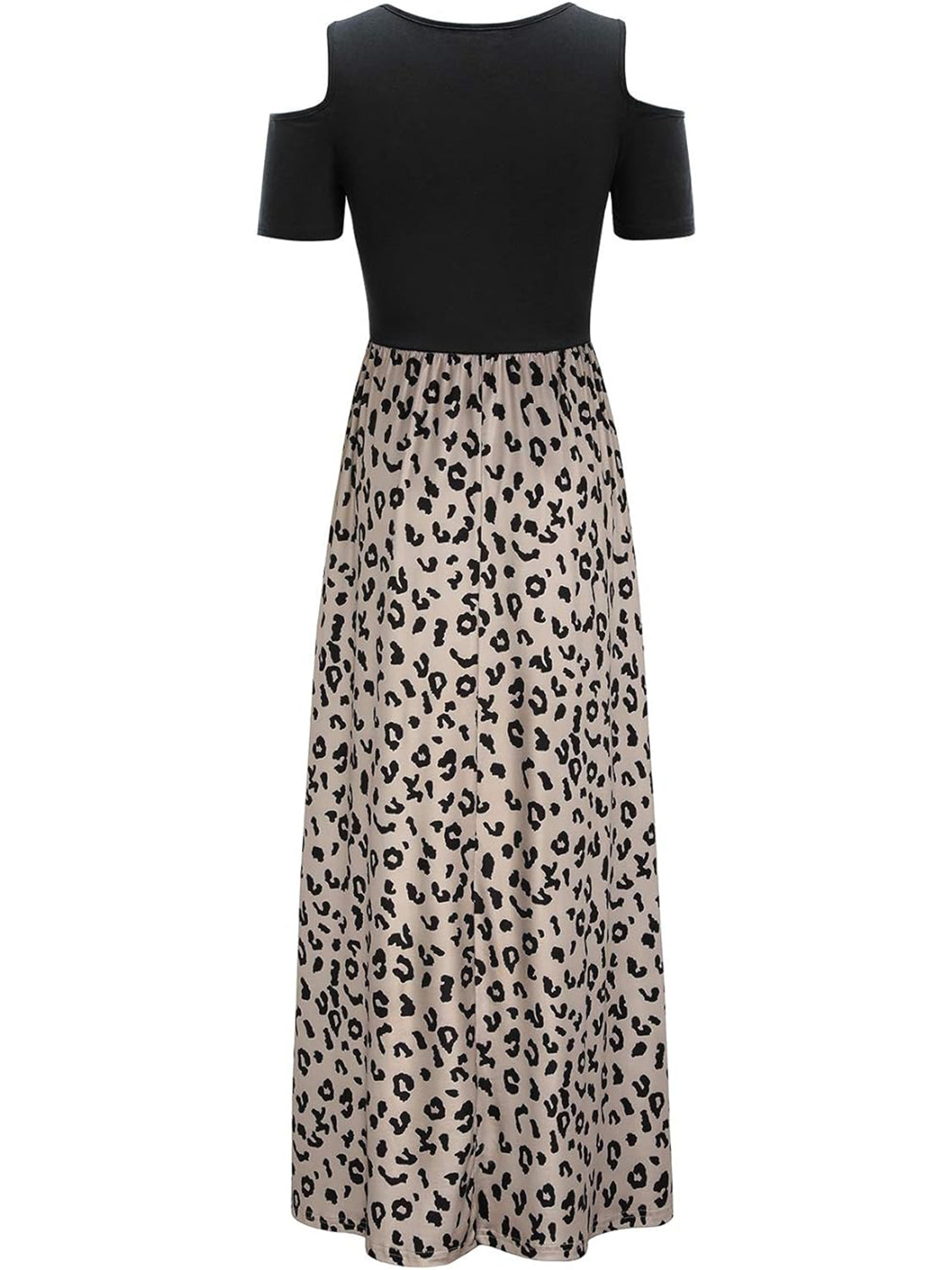 Leopard Round Neck Cold Shoulder Dress 