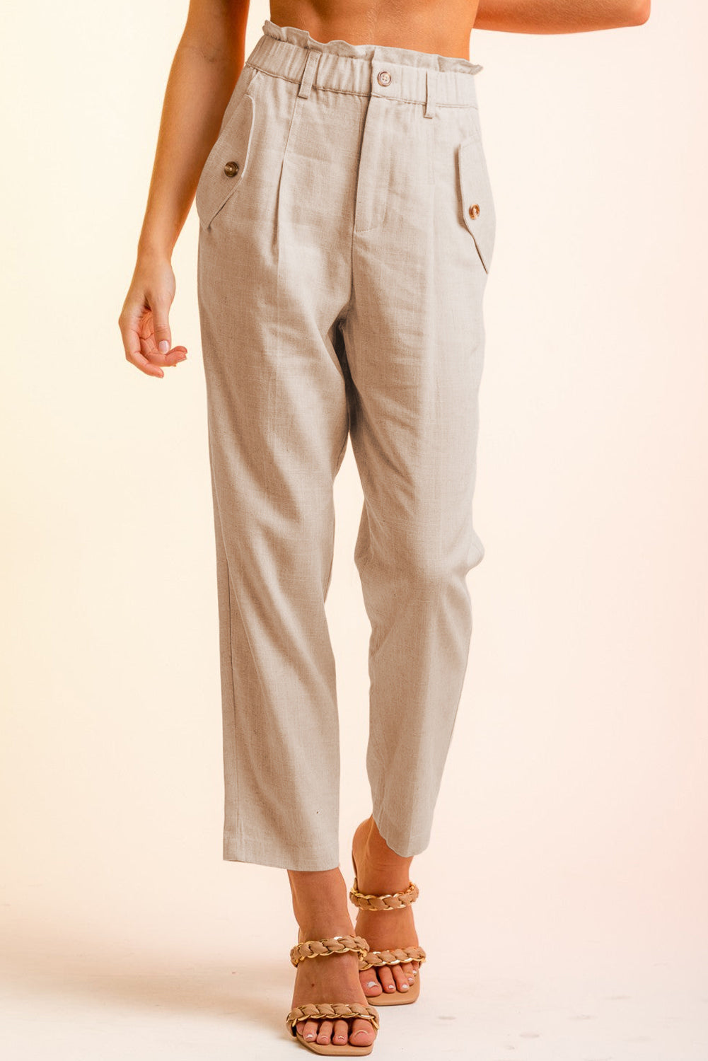 Side Button Long Pants - Babbazon