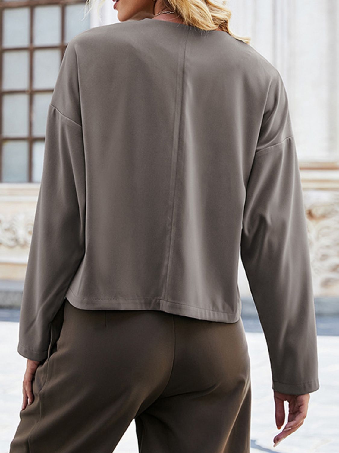 Open Front Dropped Shoulder Jacket 