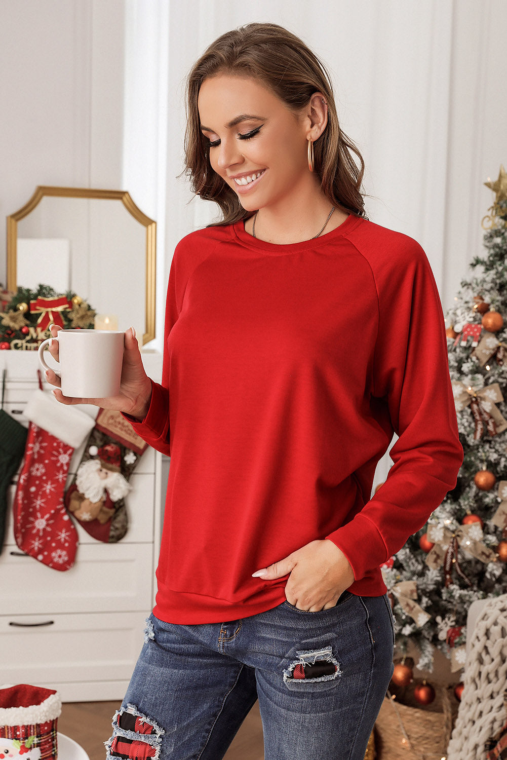 Round Neck Long Sleeve Sweatshirt 