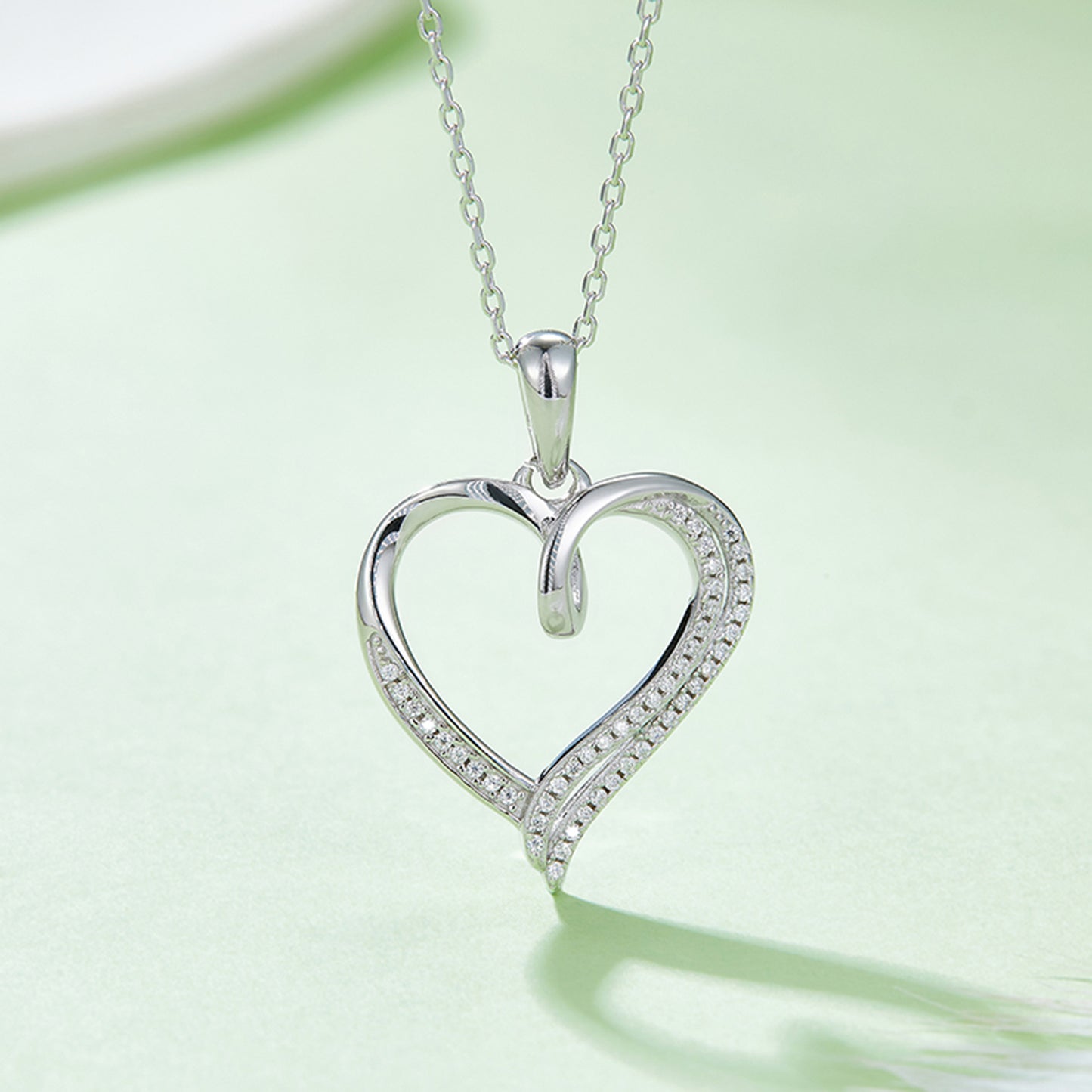 Moissanite 925 Sterling Silver Heart Shape Necklace 