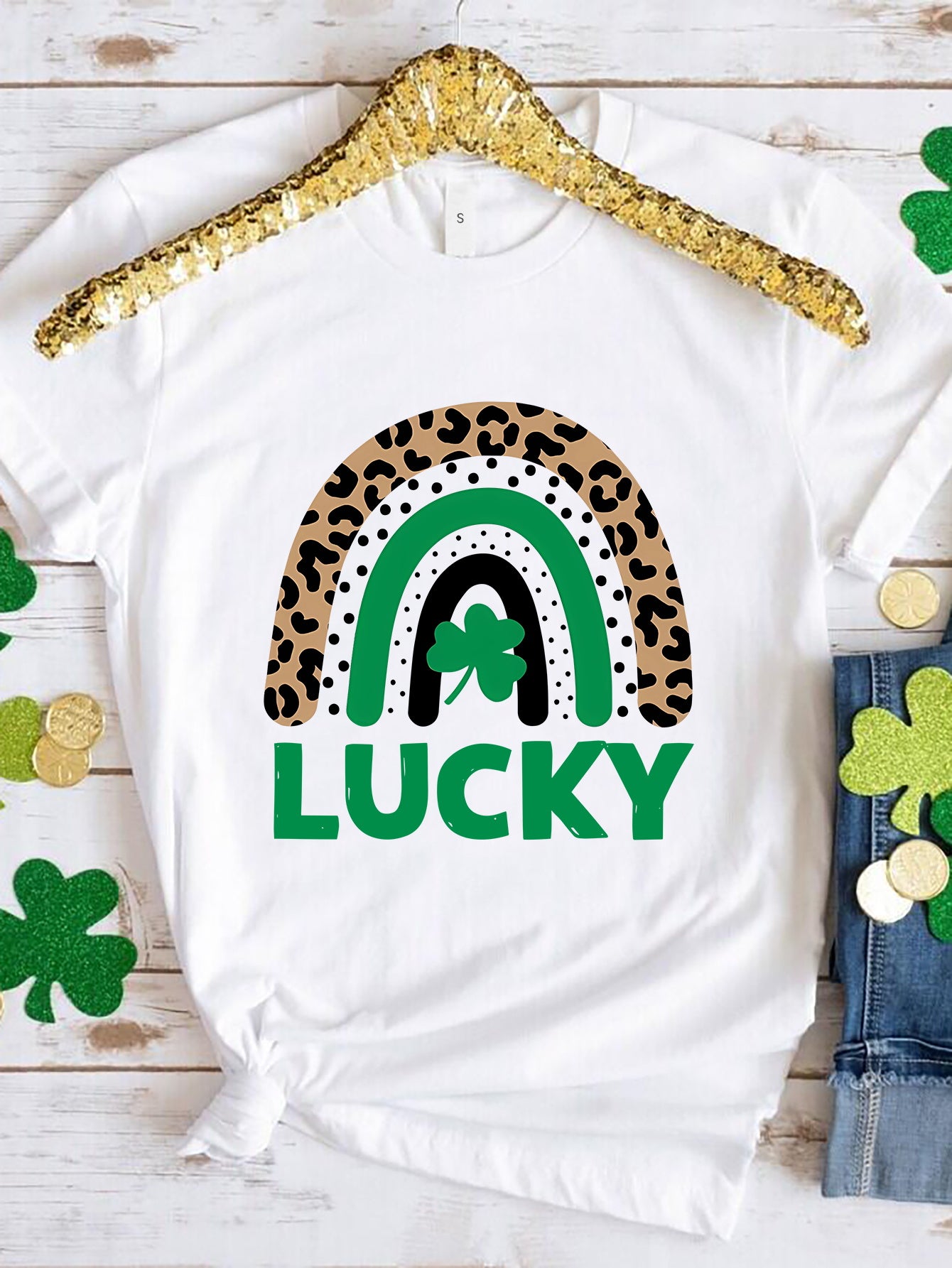 LUCKY Round Neck Short Sleeve T-Shirt 