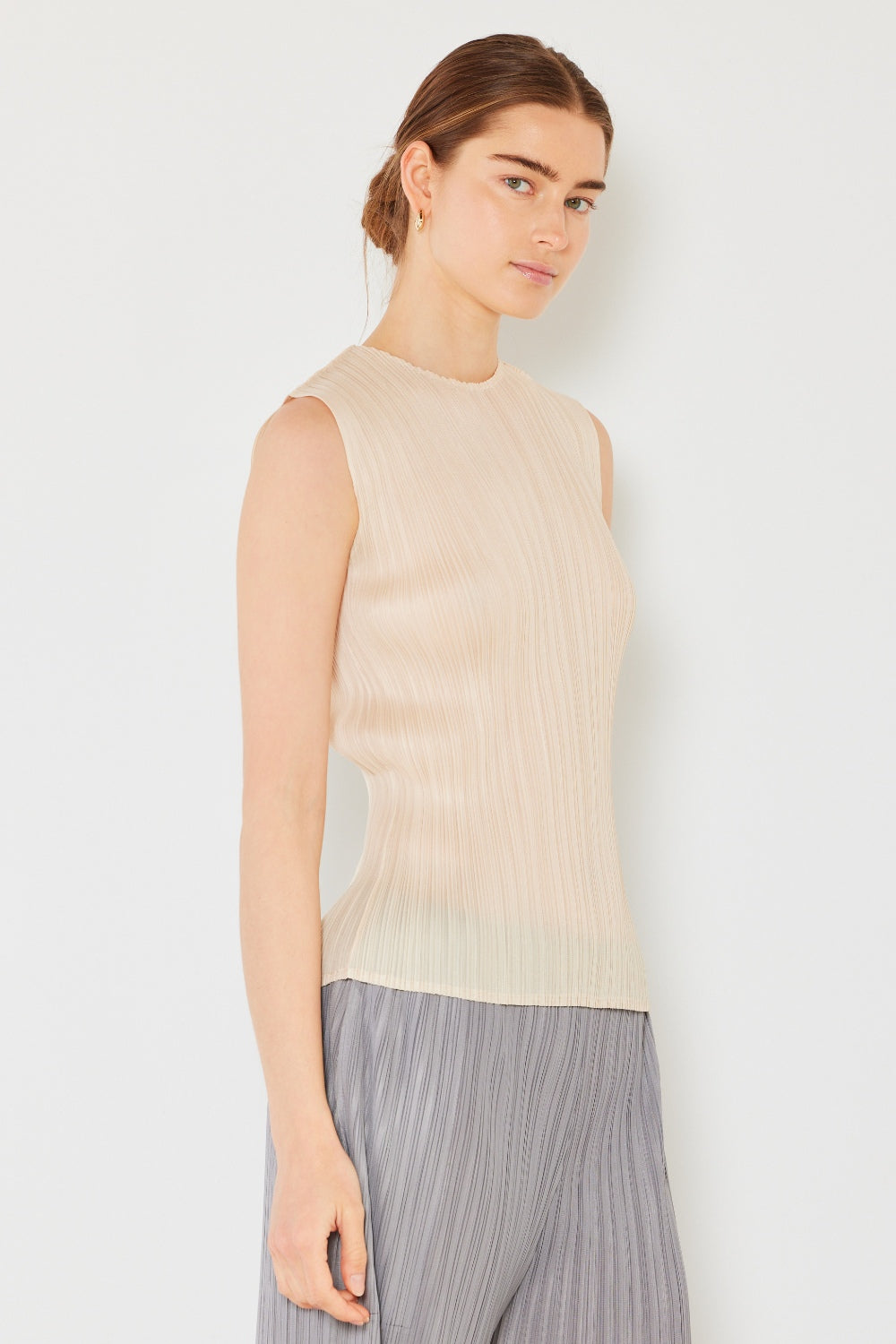 Marina West Swim Pleated Sleeveless Crewneck Tank 