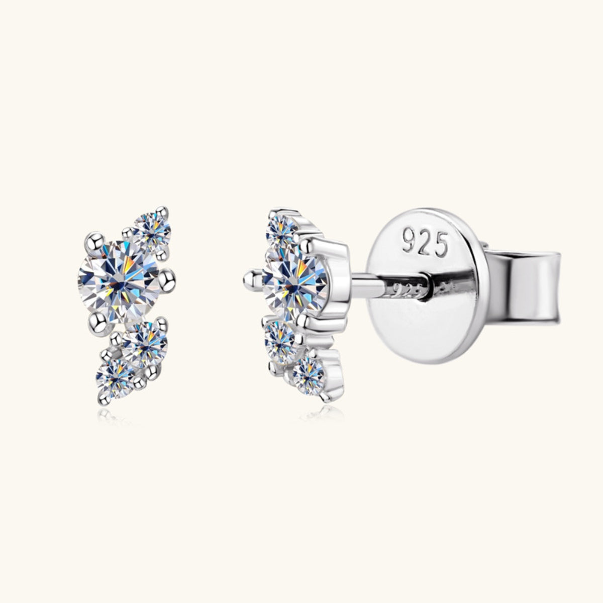 925 Sterling Silver Moissanite Stud Earrings 