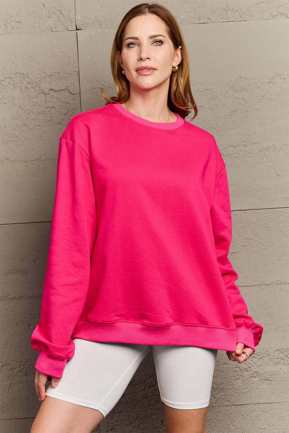 Simply Love Full Size ENJOY THE LITTLE THINGS Round Neck Sweatshirt 