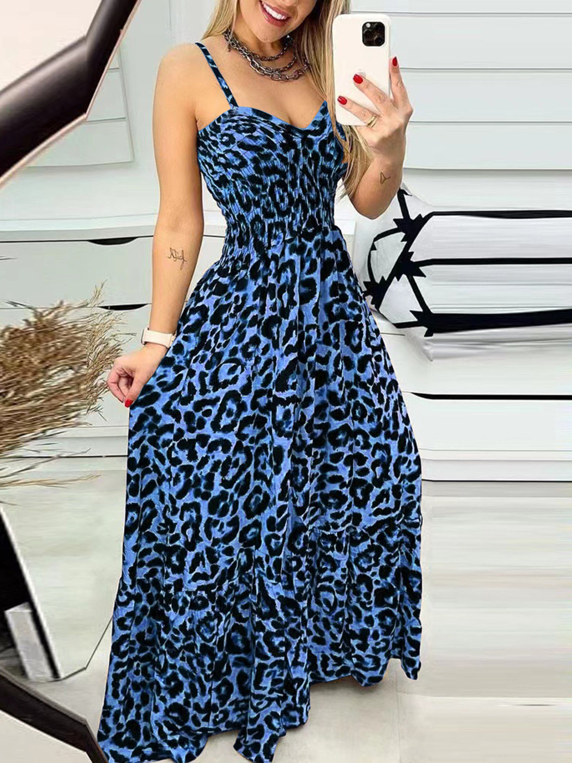 Leopard Sweetheart Neck Cami Dress - Babbazon Camisole