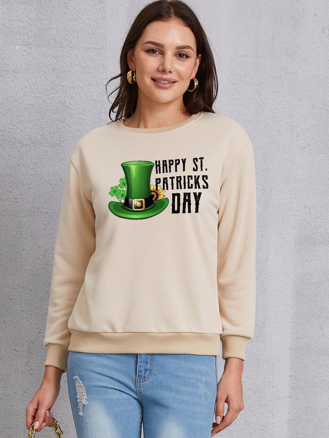 HAPPY ST. PATRICKS DAY Dropped Shoulder Sweatshirt 