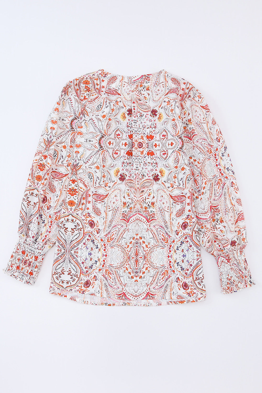 Printed Tie Neck Long Sleeve Blouse 