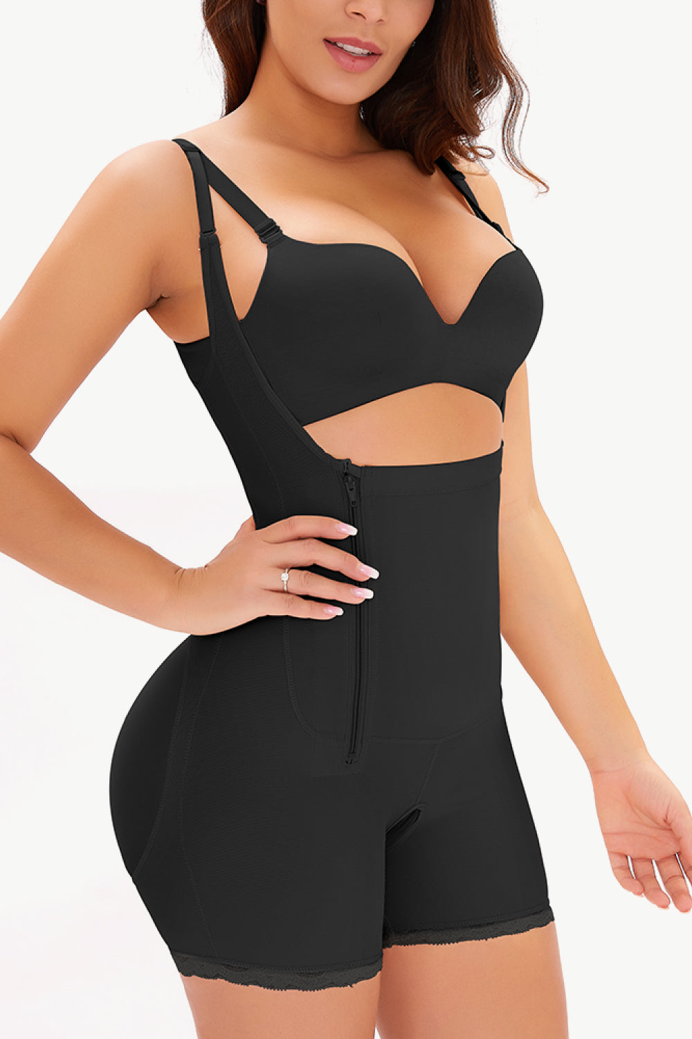 Full Size Side Zipper Under-Bust Shaping Bodysuit 