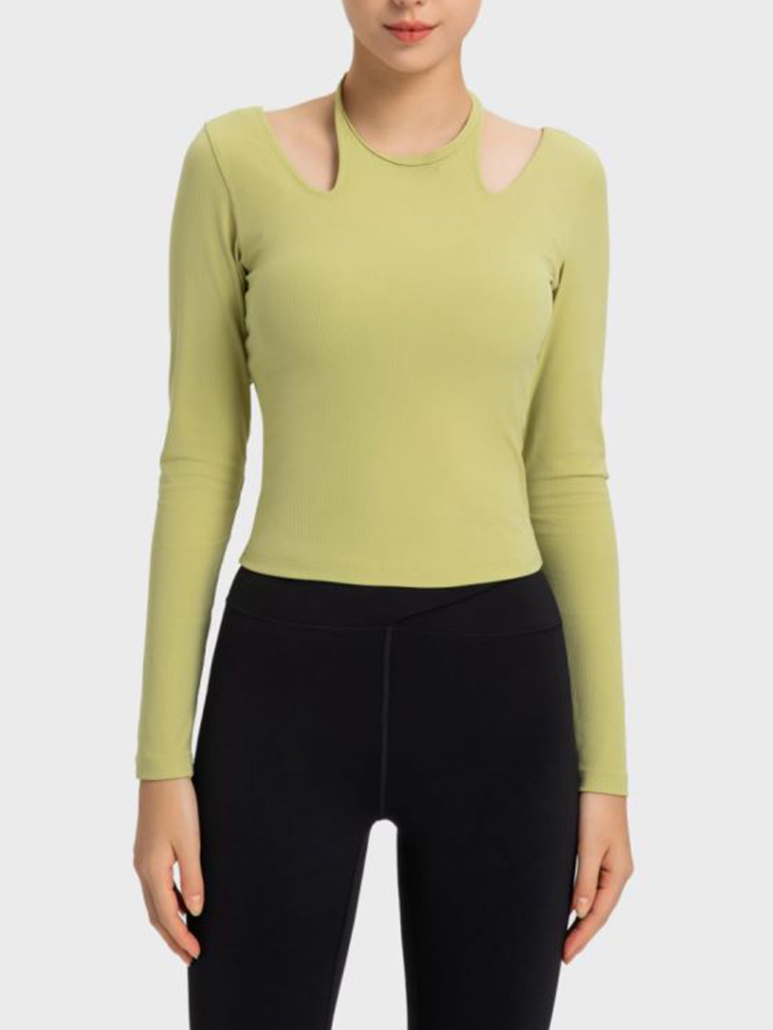 Halter Neck Long Sleeve Sporty Top - Babbazon Tops