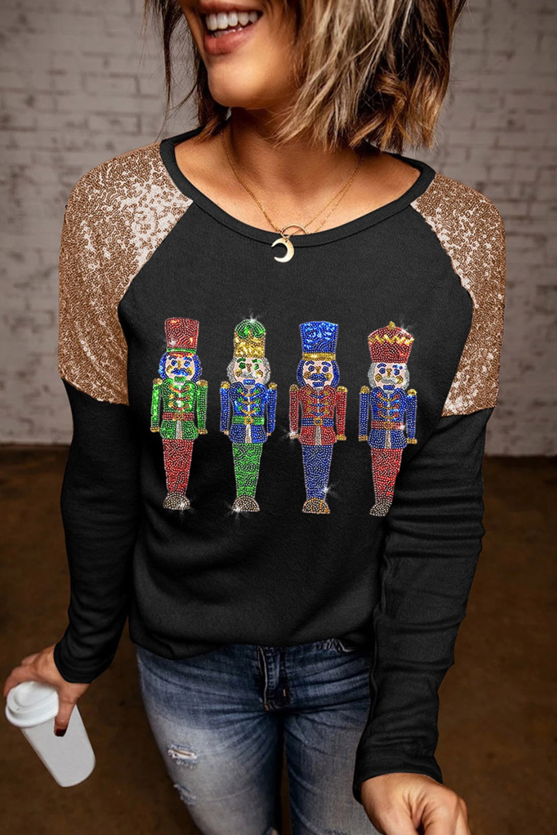 Sequin Nutcracker Long Sleeve Sweatshirt 