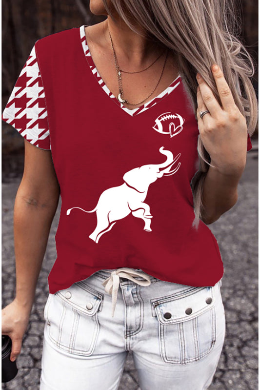 Elephant Graphic V-Neck T-Shirt 